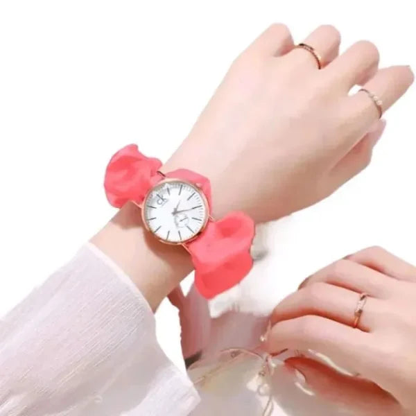 Scrunchies Dw Watch For Girls & Women | New Korean Style Scrunchie Wris (random Color)
