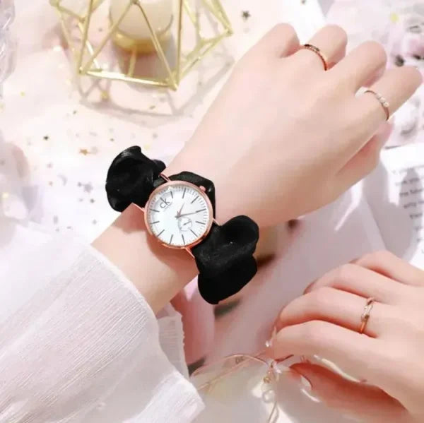 Scrunchies Dw Watch For Girls & Women | New Korean Style Scrunchie Wris (random Color)