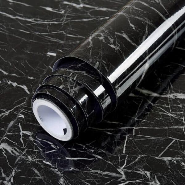 Self-adhesive Kitchen Marble Sheet- Waterproof Heat Resistant Sheet For Living Room, Bathroom, Kitchen Countertops, Wall – Anti Oil And Heat Resistant Wallpaper Black Sheet ( 60 X 200 Cm )