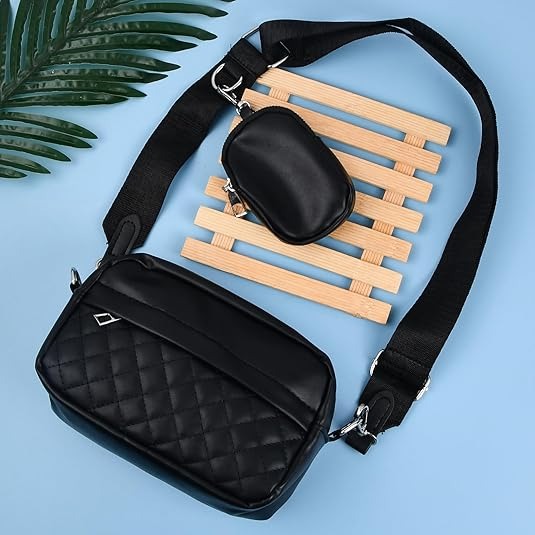 Stylish Girl’s Convertible Crossbody Bag – Fashion Handbags For Ladies Pu Leather Polyester Waterproof Shoulder Bags With Change Purse Trending Travel Crossbody Bag – 1 Pc, Black Pu Leather
