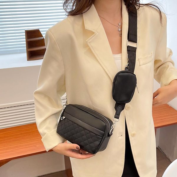 Stylish Girl’s Convertible Crossbody Bag – Fashion Handbags For Ladies Pu Leather Polyester Waterproof Shoulder Bags With Change Purse Trending Travel Crossbody Bag – 1 Pc, Black Pu Leather