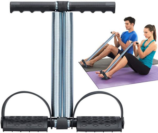Foot Pedal Resistance Band Elastic Sit-up Pull Rope Yoga Fitness Gym – Elastic Pull Ropes Tummy Trimmer | Double Spring Tummy Trimmer ( Random Color )