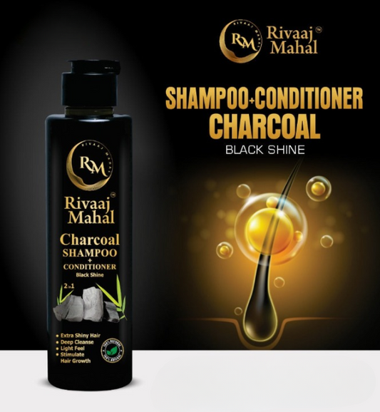 Rivaaj Mahal Charcoal Shampoo + Conditioner – Black Shine Formula For Deep Clean & Smooth Finish ₨226 ₨224