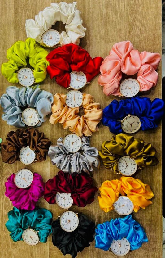 Scrunchies Dw Watch For Girls & Women | New Korean Style Scrunchie Wris (random Color)
