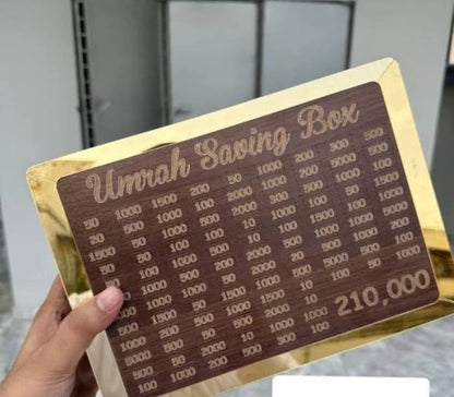 Umrah Saving Box – Box For Umrah Saving | Umrah Saving Box – Best Quality Umrah Saving Box – Umrah Saving Box Dark Brown, Wooden Money Box For Umrah – 210,000